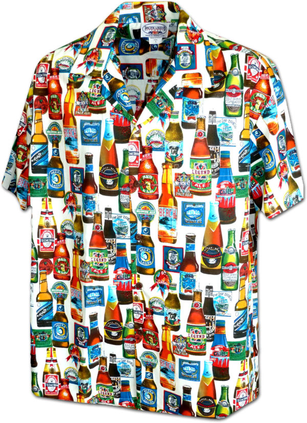 Pacific Legend Bílá havajská košile s motivem pivních lahví Velikost: XXL