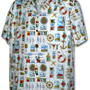 Pacific Legend Bílá havajská košile s námořním motivem Velikost: XXL
