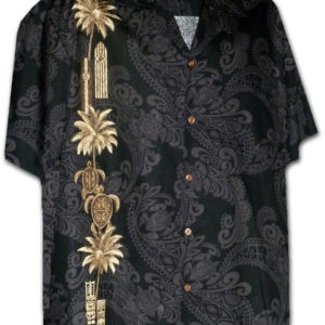 Pacific Legend Černá havajská košile s ostrovním motivem Velikost: XL