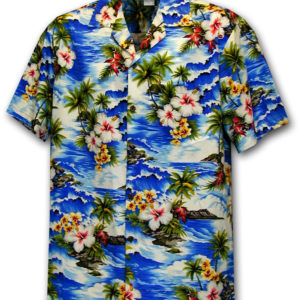 Pacific Legend Havajská košile s motivem ibišku a moře Velikost: XL