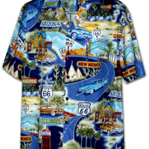 Pacific Legend Modrá havajská košile s motivem Route 66 Velikost: XXL