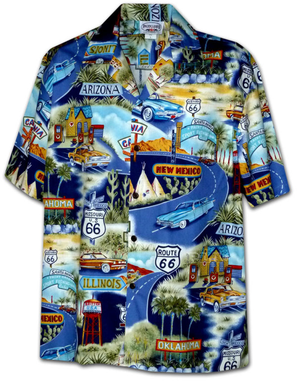 Pacific Legend Modrá havajská košile s motivem Route 66 Velikost: XXL