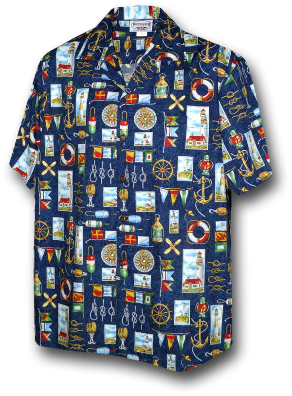 Pacific Legend Modrá havajská košile s námořním motivem Velikost: L