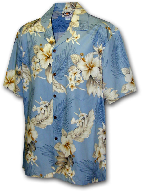 Pacific Legend Světle modrá havajská košile s motivem ibišku Velikost: XXL