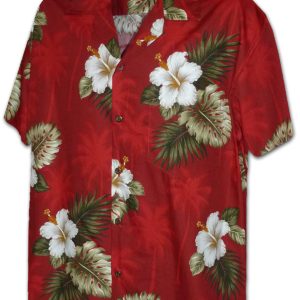 Pacific Legend Červená havajská košile s motivem ibišku Velikost: XL