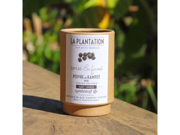 La Plantation Kampotský pepř černý celý zauzený studeným kouřem 50 g