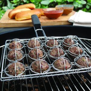 Steven Raichlen Best of Barbecue Nerezový koš na grilování masových koulí