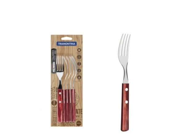 Tramontina Churrasco Steaková vidlička - červené dřevo 6ks