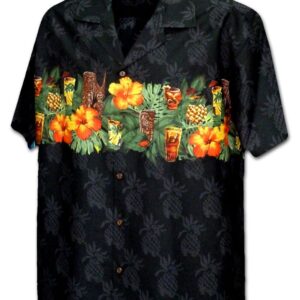 Pacific Legend Černá havajská košile s klasickým ostrovním motivem Velikost: XXL