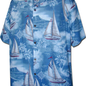 Pacific Legend Světle modrá havajská košile s motivem plachetnic Velikost: L