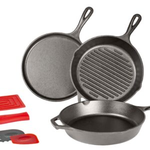 Třídílná sada litinových pánví Lodge s grilovací pánví