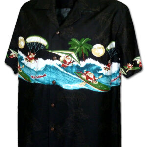 Pacific Legend Černá havajská košile s klasickým motivem Santy na moři Velikost: XXL