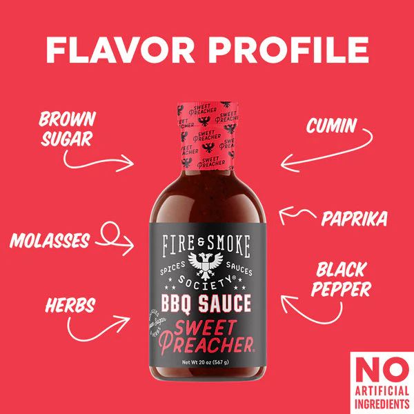 Fire & Smoke BBQ omáčka Fire&Smoke Sweet Preacher, 567 g - Obrázek 3