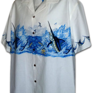 Pacific Legend Bílá havajská košile s motivem mečouna Velikost: XXL