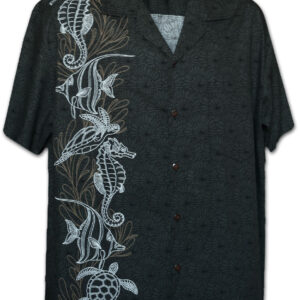 Pacific Legend Černá havajská košile s motivem mořského světa Velikost: XXL